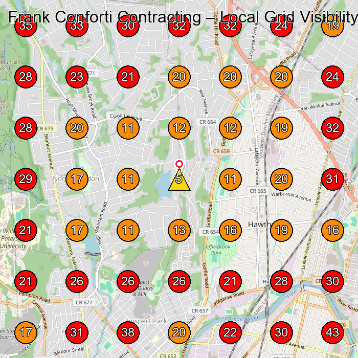 Frank Conforti Contracting GeoGrid visibility map for Roofing Contractor in None